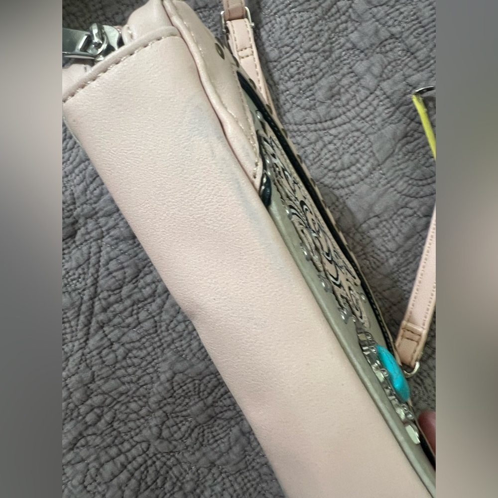 Pink and Gray Embroidered Women's Bag - Picture 6 of 6